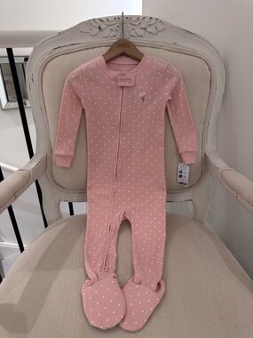 🩰 18 Mth Pink Polka Dot Footed One-Piece Sleeper Baby Footie 100% Cotton NWT